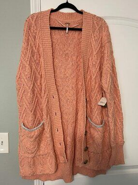 Hard to Find BNWT Free People Montana Cardigan in Coral - Size Large
